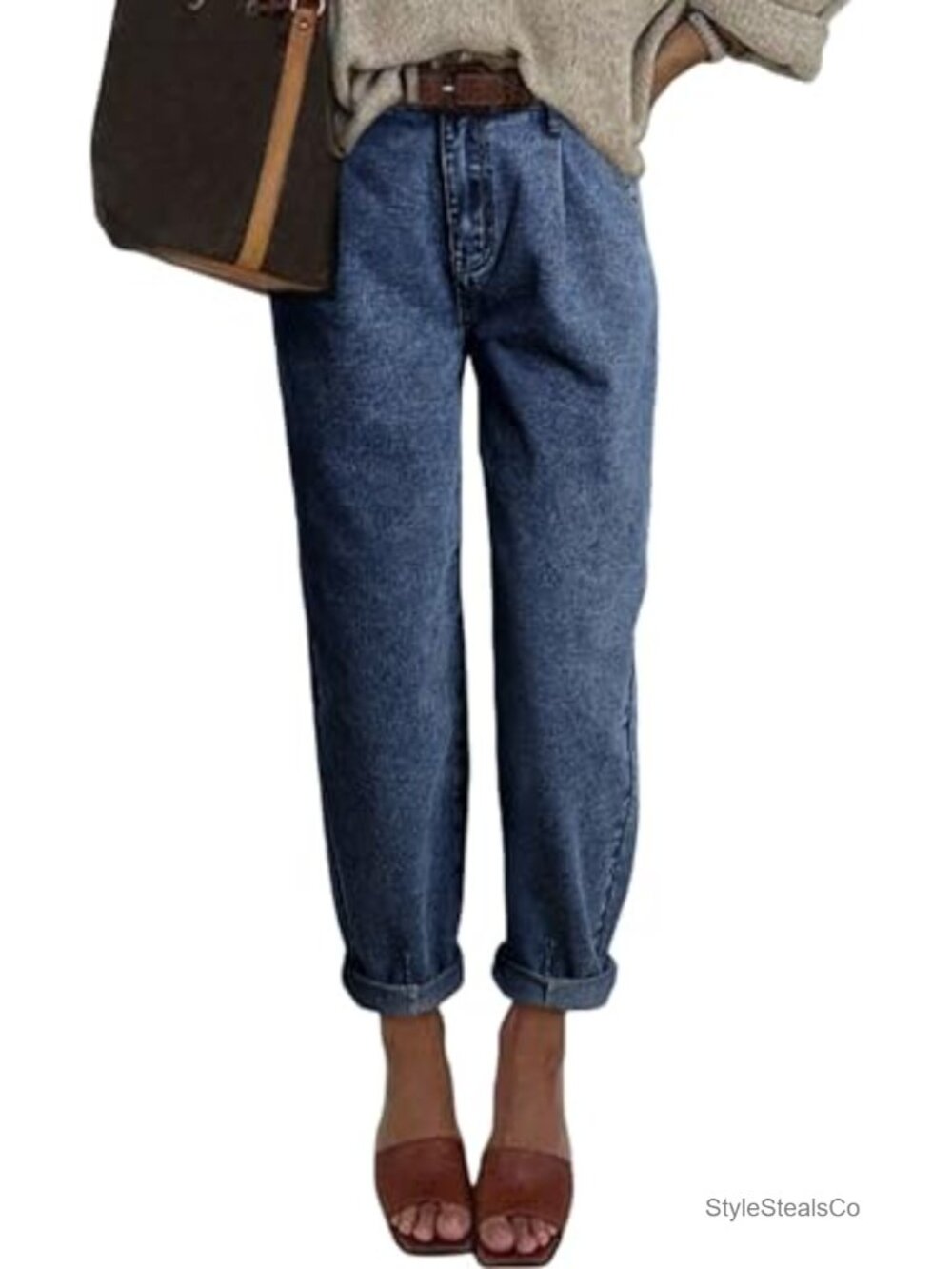 High Waisted Baggy Boyfriend Jeans Cropped Loose Denim Pants